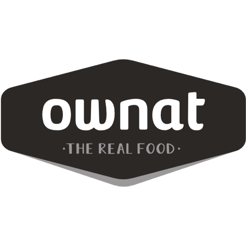 Logotio de la marca Ownat  de alimentación para perros y gatos en la sección la tienda de la clínica veterinaria El Jardín